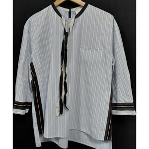 ALYSI Striped Blouse Sleeve Crew Neck 3/4 Sleeve Women See Measurements